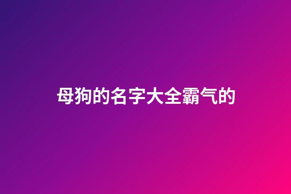 母狗的名字大全霸气的