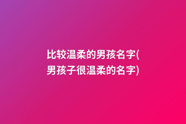 比较温柔的男孩名字(男孩子很温柔的名字)