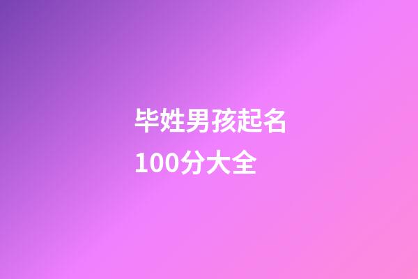 毕姓男孩起名100分大全