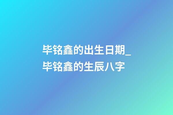 毕铭鑫的出生日期_毕铭鑫的生辰八字