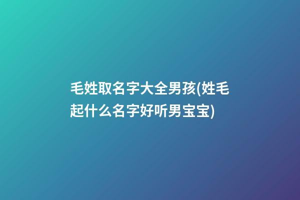 毛姓取名字大全男孩(姓毛起什么名字好听男宝宝)
