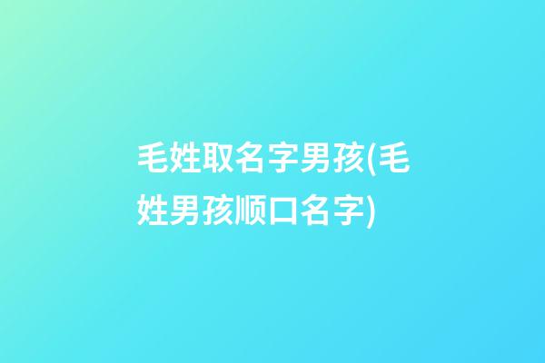 毛姓取名字男孩(毛姓男孩顺口名字)