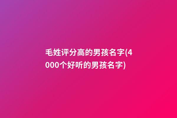 毛姓评分高的男孩名字(4000个好听的男孩名字)