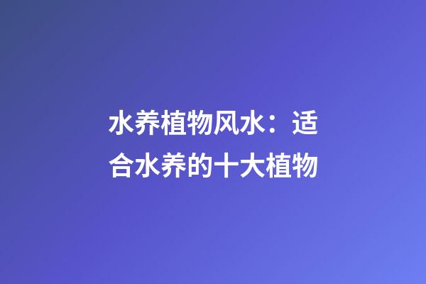 水养植物风水：适合水养的十大植物