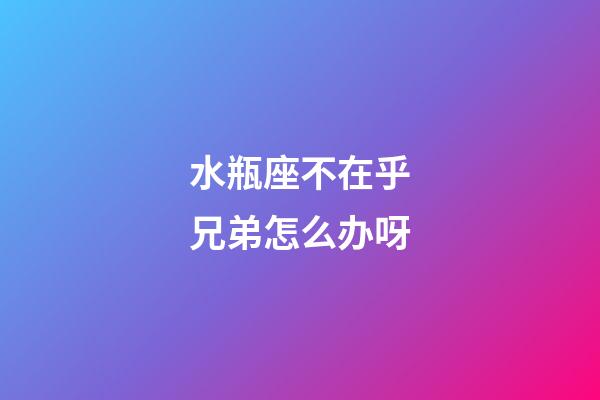 水瓶座不在乎兄弟怎么办呀-第1张-星座运势-玄机派