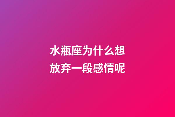 水瓶座为什么想放弃一段感情呢-第1张-星座运势-玄机派