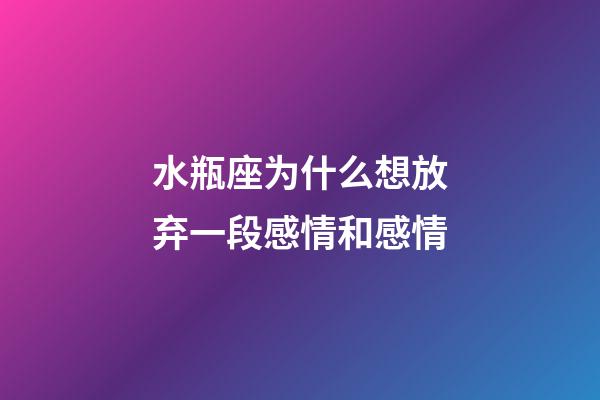 水瓶座为什么想放弃一段感情和感情-第1张-星座运势-玄机派