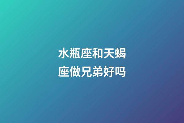 水瓶座和天蝎座做兄弟好吗-第1张-星座运势-玄机派