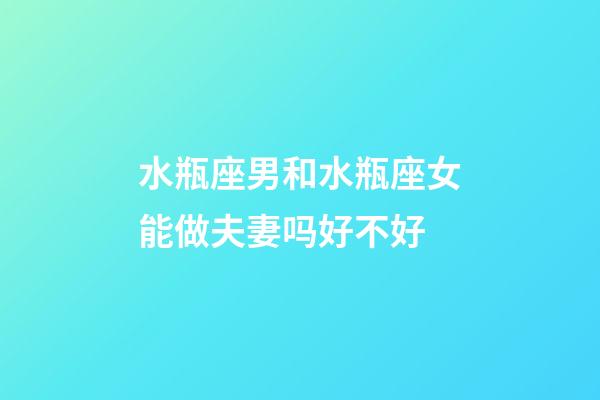 水瓶座男和水瓶座女能做夫妻吗好不好-第1张-星座运势-玄机派