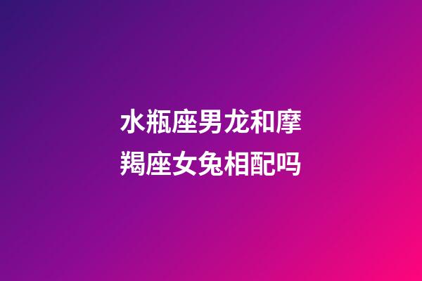 水瓶座男龙和摩羯座女兔相配吗-第1张-星座运势-玄机派