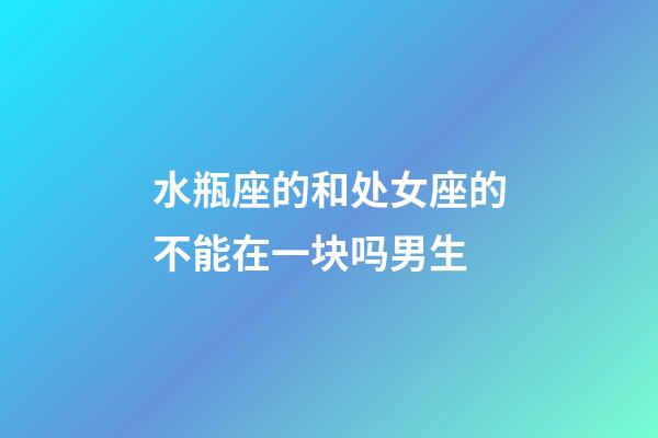 水瓶座的和处女座的不能在一块吗男生-第1张-星座运势-玄机派