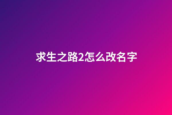 求生之路2怎么改名字