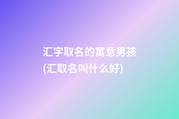 汇字取名的寓意男孩(汇取名叫什么好)