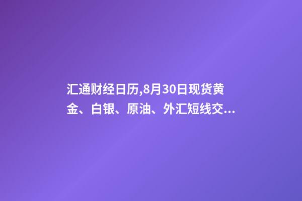 汇通财经日历,8月30日现货黄金、白银、原油、外汇短线交易策略-第1张-观点-玄机派