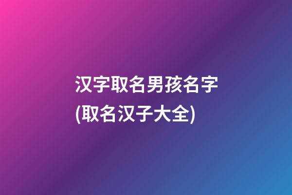 汉字取名男孩名字(取名汉子大全)