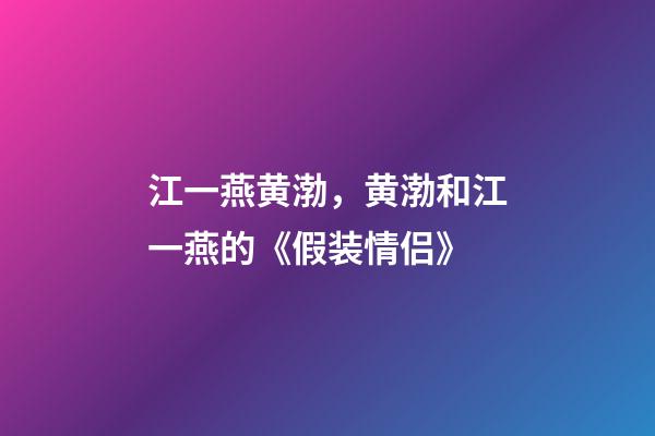 江一燕黄渤，黄渤和江一燕的《假装情侣》-第1张-观点-玄机派