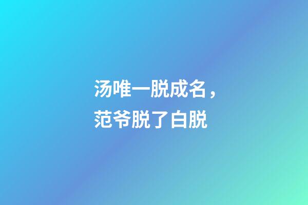 汤唯一脱成名，范爷脱了白脱