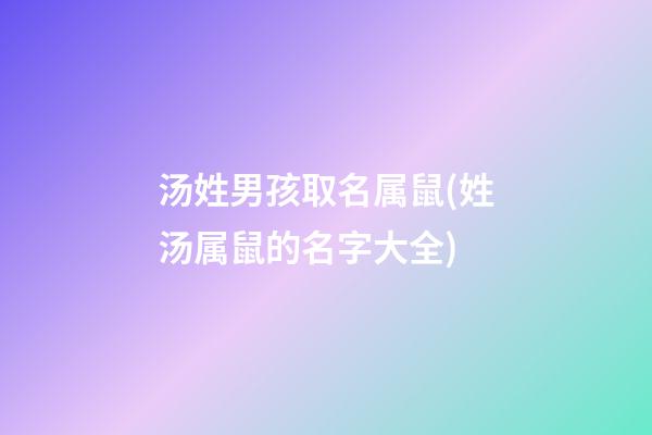 汤姓男孩取名属鼠(姓汤属鼠的名字大全)