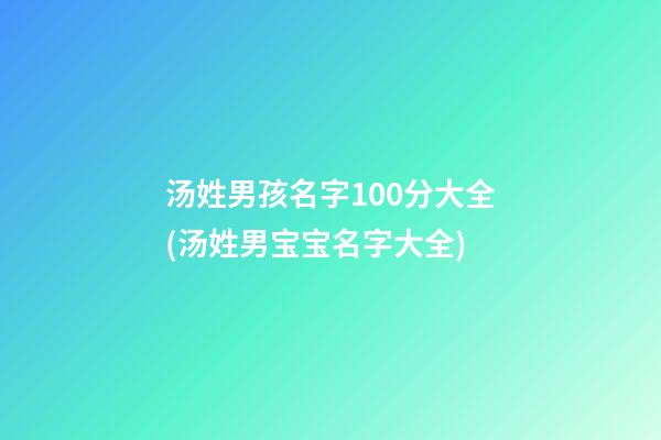 汤姓男孩名字100分大全(汤姓男宝宝名字大全)