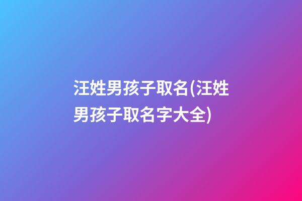 汪姓男孩子取名(汪姓男孩子取名字大全)