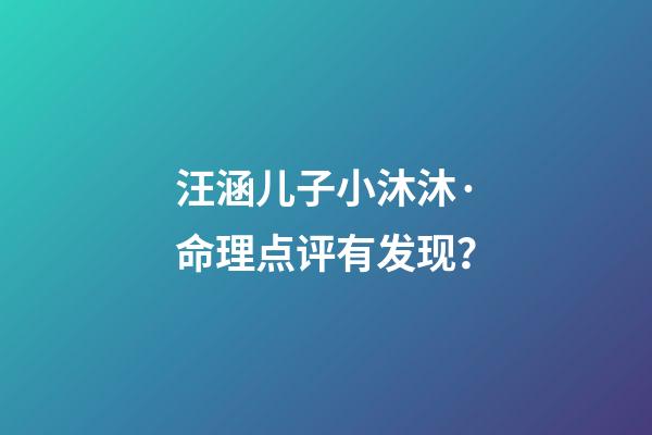 汪涵儿子小沐沐·命理点评有发现？