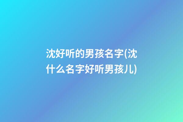 沈好听的男孩名字(沈什么名字好听男孩儿)
