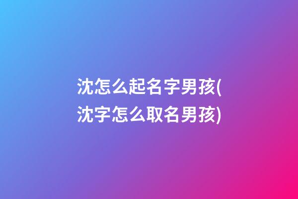 沈怎么起名字男孩(沈字怎么取名男孩)