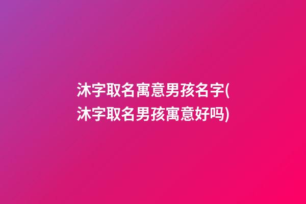 沐字取名寓意男孩名字(沐字取名男孩寓意好吗)