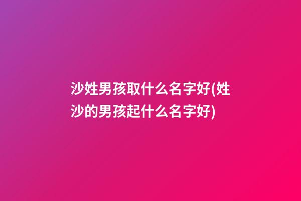 沙姓男孩取什么名字好(姓沙的男孩起什么名字好)