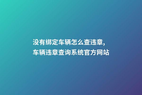 没有绑定车辆怎么查违章,车辆违章查询系统官方网站-第1张-观点-玄机派