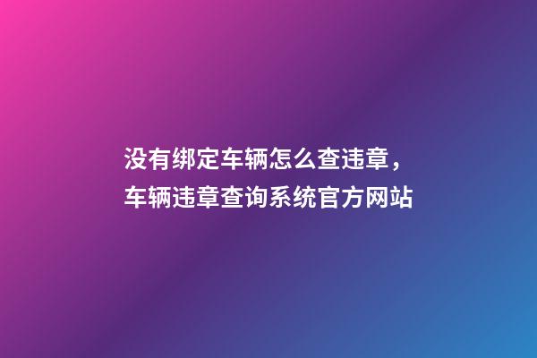 没有绑定车辆怎么查违章，车辆违章查询系统官方网站-第1张-观点-玄机派