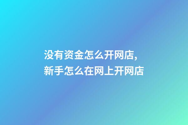 没有资金怎么开网店,新手怎么在网上开网店-第1张-观点-玄机派