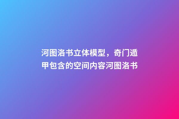 河图洛书立体模型，奇门遁甲包含的空间内容(二)河图洛书