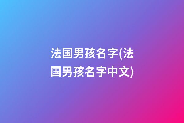 法国男孩名字(法国男孩名字中文)