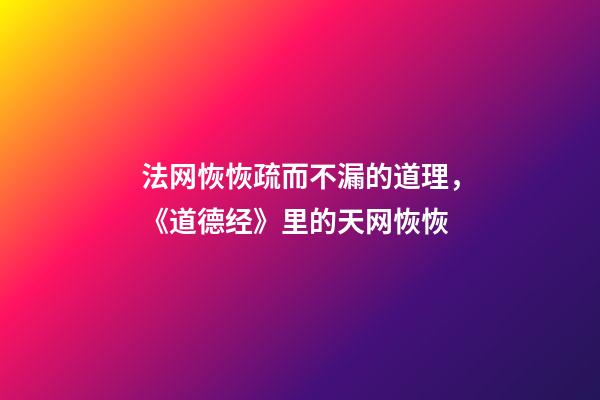 法网恢恢疏而不漏的道理，《道德经》里的天网恢恢-第1张-观点-玄机派