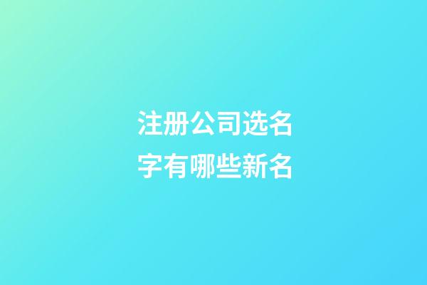 注册公司选名字有哪些新名