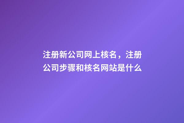 注册新公司网上核名，注册公司步骤和核名网站是什么-第1张-观点-玄机派