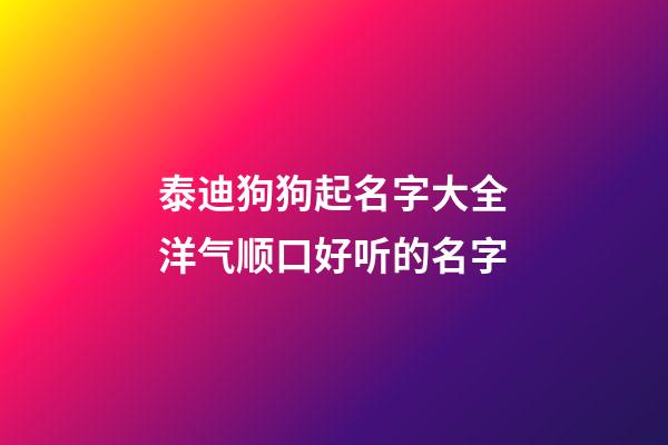 泰迪狗狗起名字大全洋气顺口好听的名字