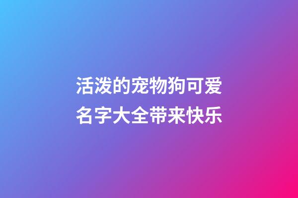 活泼的宠物狗可爱名字大全带来快乐