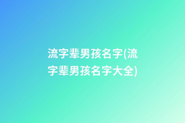 流字辈男孩名字(流字辈男孩名字大全)