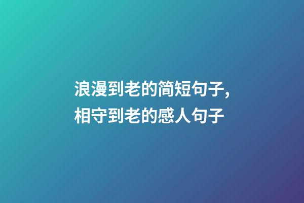 浪漫到老的简短句子,相守到老的感人句子-第1张-观点-玄机派