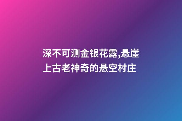 深不可测金银花露,悬崖上古老神奇的悬空村庄-第1张-观点-玄机派