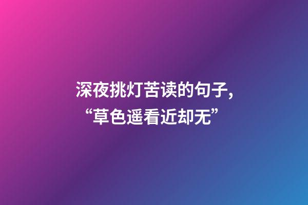 深夜挑灯苦读的句子,“草色遥看近却无”-第1张-观点-玄机派