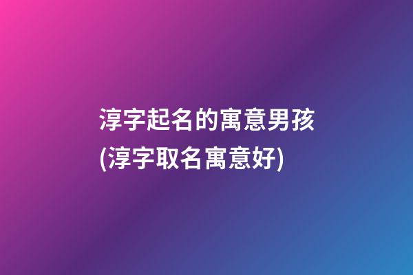 淳字起名的寓意男孩(淳字取名寓意好)