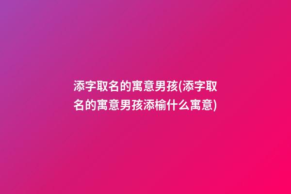添字取名的寓意男孩(添字取名的寓意男孩添榆什么寓意)