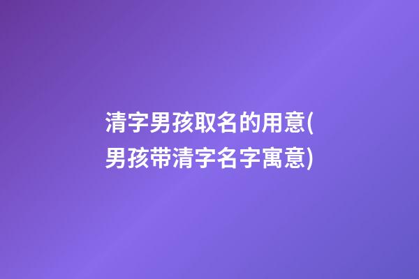 清字男孩取名的用意(男孩带清字名字寓意)