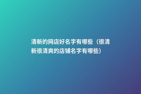清新的网店好名字有哪些（很清新很清爽的店铺名字有哪些）