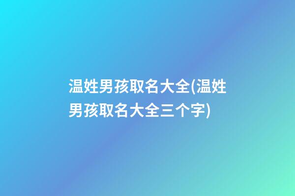 温姓男孩取名大全(温姓男孩取名大全三个字)