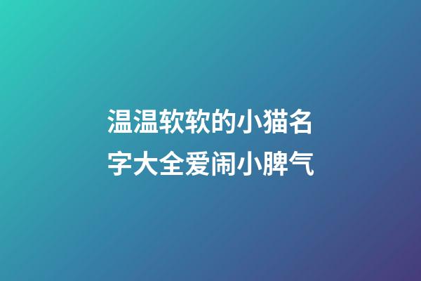 温温软软的小猫名字大全爱闹小脾气