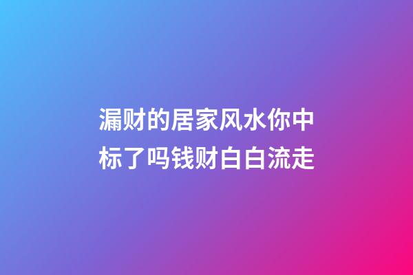 漏财的居家风水你中标了吗钱财白白流走